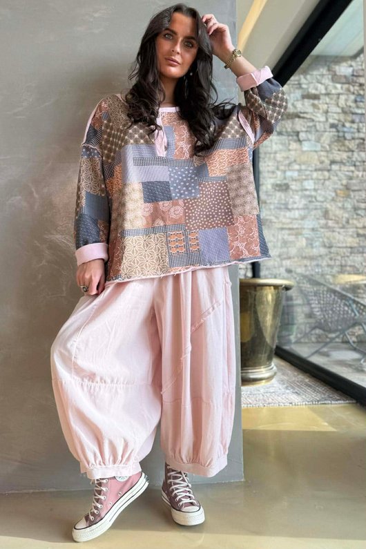 Hippie Shake Patchwork Sweatshirt Candy Rose